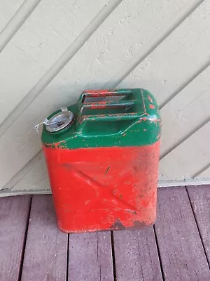 Vintage  Five Gallon Metal  Can  USMC 20 5 80 Jerry Can  Screw On Cap Red • $50