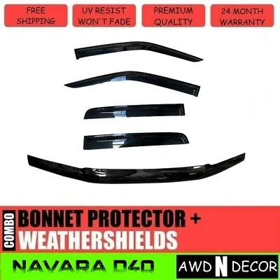 Bonnet Protector + Weathershields For Nissan Navara D40 10/2011 - 2015 Dual Cab • $119.99