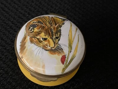 $37.49 • Buy Crummles Enamel Trinket Box ~  CAT / LADY BUG   ~ England ~ Round 1 3/4 