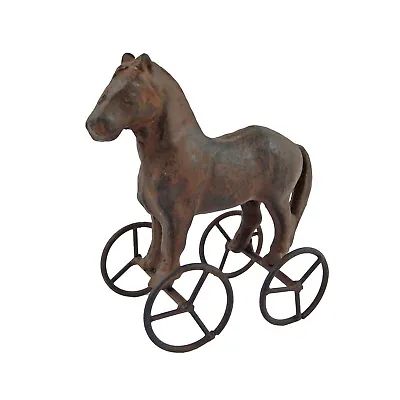 Cast Iron Horse On Wheels Decorative Toy Figurine Rustic Old West Country Style • $24.95