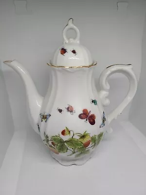 Vintage Strawberry Scalloped Gold Spring Time Royal Crown Teapot 7  • $23.99