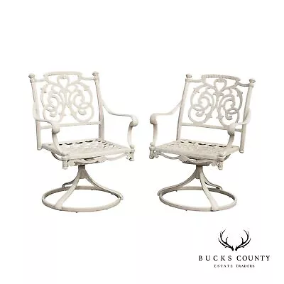 Vintage Hanover Garden Patio Pair Cast Aluminum Swivel Chairs • $365