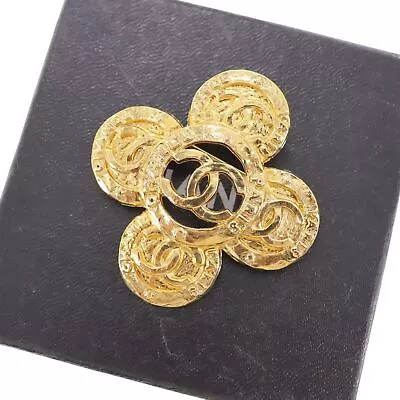 CHANEL CC Logos Flower Used Pin Brooch Gold Plated 2 8 France 1231 Vintage #AH2 • $1663.13