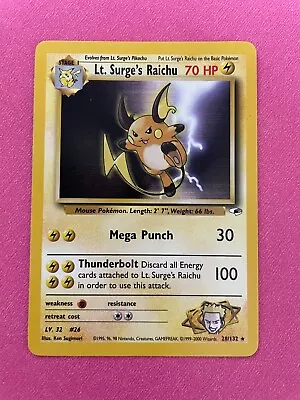 Pokémon TCG Lt. Surge's Raichu Gym Heroes 28/132 Regular Unlimited Rare • $12.98