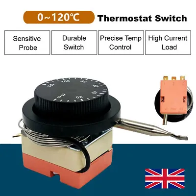 12V Adjustable Electric Fan Thermostat Switch Radiator/Temperature Control Probe • £8.56
