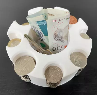 Coin Cash Note Money Organiser Mini Storage Box Sorter Savings White 1p-£2 • £11.99