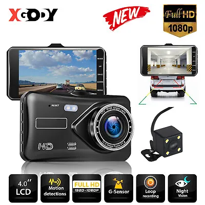 $33.99 • Buy Touch Screen 4'' Dash Cam Reverse Camera 1080P HD Front And Rear Video Recorder