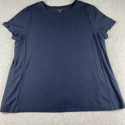 J Jill Wearever Collection Top Womens Large L Navy Blue Round Neck Short Sleeve • $13.20