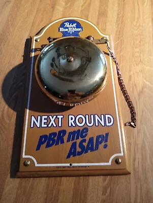 Vintage Pabst Blue Ribbon PBR Me ASAP Next Round Bell Beer Sign Works Nice Shape • $135