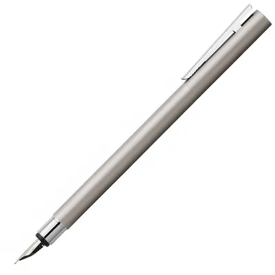 FABER-CASTELL Neo Slim Fountain Pen - Matte Stainless Steel - NEW • £33.95