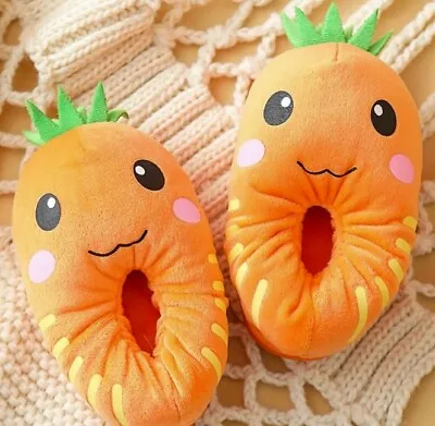$43.99 • Buy Cartoon Slippers Kawaii Avocado Dragon Fruit Mushroom Toy Fur Novelty Bedroom