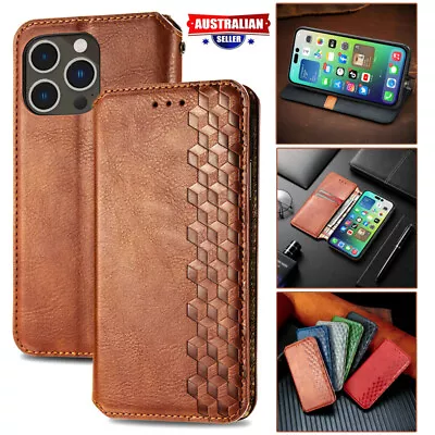 For IPhone 14 13 12 11 Mini Pro MAX XS XR 8 7 Leather Magnetic Wallet Case Cover • $12.29