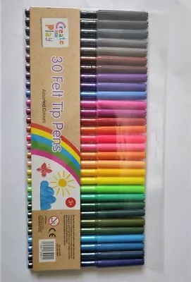 30 Felt Tip Pens Assorted Colours • £4.99