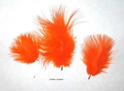 Marabou Feathers Small 1-3  Fluffs ORANGE 7 Grams Approx. 105 Per Bag • $2.65