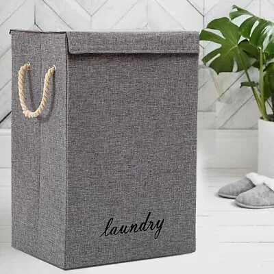 87L Large Laundry Washing Bag Basket Storage Bin Dirty Clothes Storage - Grey • £13.98