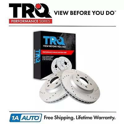 TRQ Performance Drilled & Slotted Front Coated Brake Rotor Pair For Chevy • $114.95