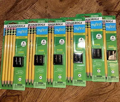 Ticonderoga My First Pencil #2 HB 4 Count W/ Sharpener 33309 LOT OF 6 New • $19.99