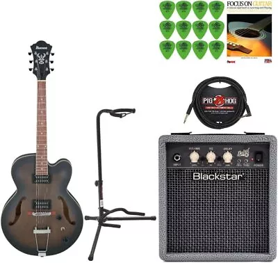 Ibanez AF Artcore 6-String Electric Guitar Transparent Black Flat Bundle • $379.99