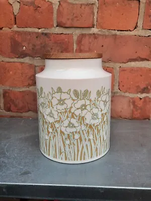 Large Vintage Hornsea Pottery Storage Jar With Wooden Lid Fleur Pattern 20 Cm • £15