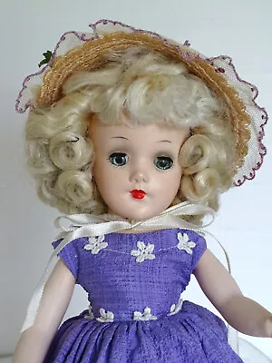 Vintage Early 1950's Mary Hoyer 14  W/Platinum Blonde Mohair Wig & Tagged Dress • $275