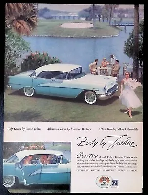 Print Ad 1950's Oldsmobile Holiday 88 Golf Green Dress Maurice Rentner • $12.99