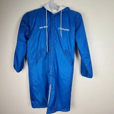 Conejo Swimworks Parka Jacket Coat Women's S Blue Solid Zip Pockets Hood USA • $30.39