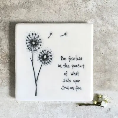 Porcelain Coaster East Of India | Be Fearless.. Inspirational Words Gift • £7.95