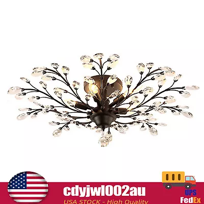 5-Lights Crystal Chandelier Light Branches Ceiling Pendant Lamp Vintage Fixture  • $77