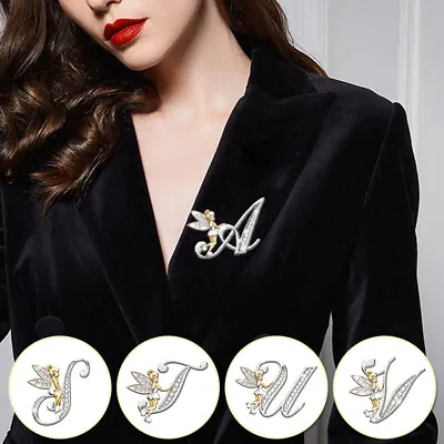 £2.90 • Buy Fashion Letters Rhinestone Alphabet Brooch Pin Wedding Women Lady Jewellery Gift