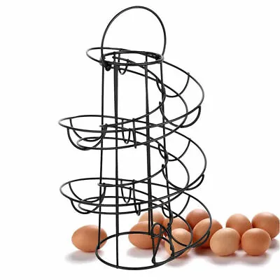 Metal Spiral Egg Skelter Rack Organiser Keeper Up To 24 Eggs Free Standing • £17.58