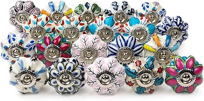 20 Ceramic Door Knobs Vintage Shabby Chic Cupboard/Drawer Cabinet Pull Handles • £24.99