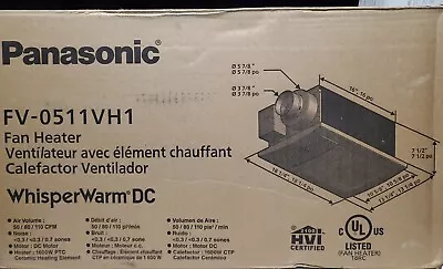 Panasonic WhisperWarm DC 50/80/110 CFM Ceiling Exhaust Fan W/ Heater FV-0511VH1 • $229.50