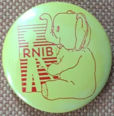 Vintage Tin Badge 25mm RNIB - Elephant Plastic Back • £2.25