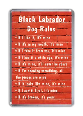 Black Labrador Dog Rules Funny Dog Fridge Magnet Pet Animal Lover Gift • £2.97