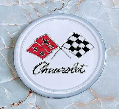 $20 • Buy White And Silver Chevrolet Chevy Flags Wheel Chips Set Of 4 Size 2.25in