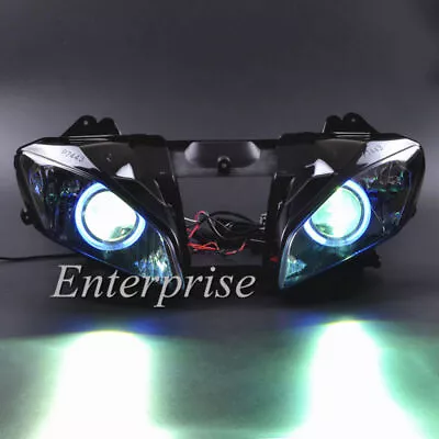 $299.99 • Buy Headlight Assembly Light Blue Halo Angel Eyes HID For Yamaha YZF R6 2008-2014