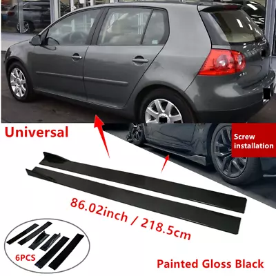 86 Fit For VW Rabbit 06-09 Side Skirt Lip Extension Splitter Rocker Panel Black • $52.52