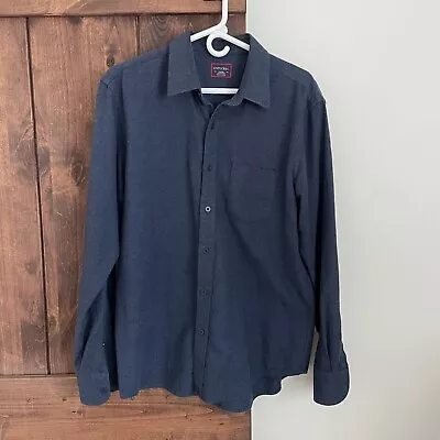 Untuckit Dress Shirt Mens Size L Button Up Long Sleeve Navy Blue Soft Flannel • $18.30