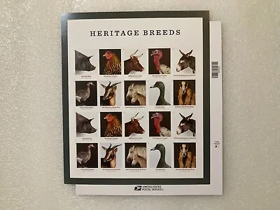 PANE Of 20 USPS Heritage Breeds Animal Self-Adhesive Forever Stamp SHEET BOOKLET • $16