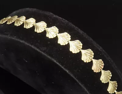 14K GOLD - Vintage Textured Scalloped Seashell Link Bracelet - GBR050 • $499.91