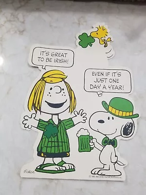 Vintage Peanuts Snoopy Woodstock  Peppermint Patty St Patricks Day Die Cut • $14.99