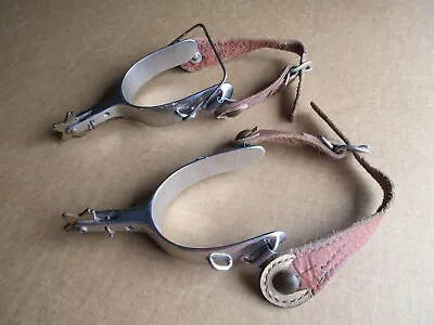 Vintage Cowboy Western Spurs W/ Leather Straps Anchor Stamp On Buckle • $79.99