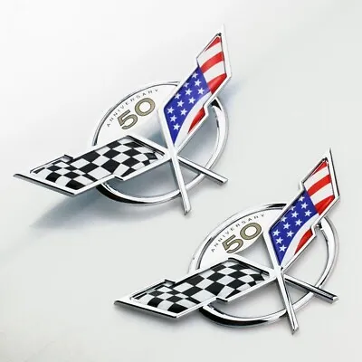 For Front / Rear 97-04 Chevy Corvette C5 Emblems Badge 50TH Anniversary USA Flag • $25.49