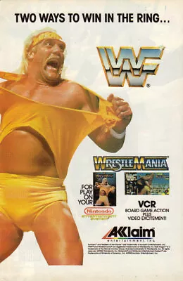 Vintage 1988 HULK HOGAN WWF Wrestle Mania Nintendo Video Game VCR Print Ad • $10