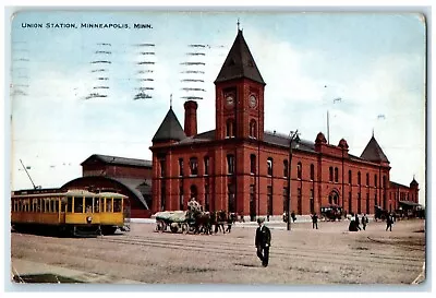 1910 Union Station Exterior Building Streetcar Minneapolis Minnesota MN Postcard • $6.47