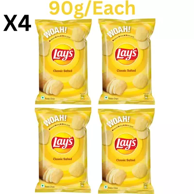 X4 Lays Crisps Chips Classic Salted 90g/Unit (Family Pack Of 4) - UK • £11.99