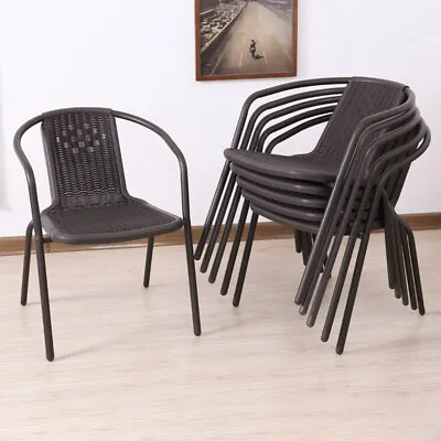 2/4/6 Seater Garden Dining Chairs Wicker Bistro Chair Rattan Outdoor Patio Seats • £52.95