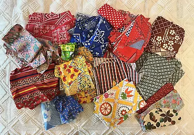 Vintage Lot Of Fabric Scraps For Quilting Crafts Cotton & Blends 2LBS+ • $19.99