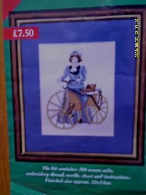 Lady With Boneshaker Bicycle.   Cross Stitch Kit. • £0.99