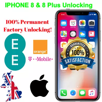 £167.99 • Buy Factory Unlocking Service For IPhone 8 & 8 PLUS EE T-mobile Orange  Virgin BT UK